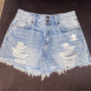 Distressed Light Blue Denim Shorts